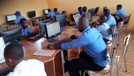Students working on computers